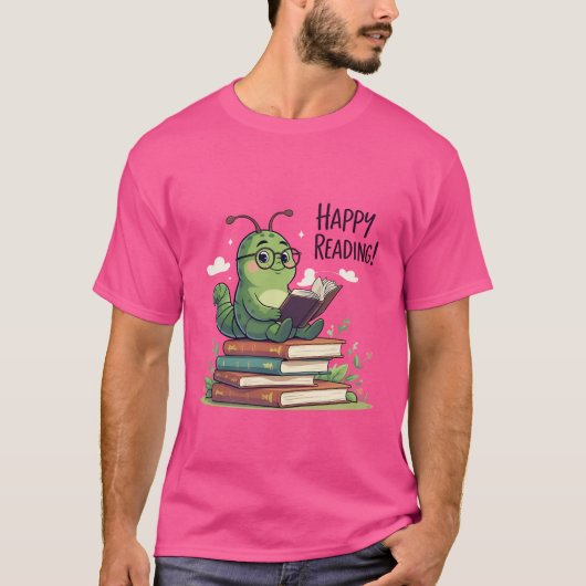 Bookworm Reading Design Tシャツ (正面)