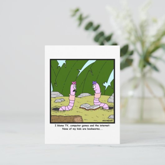 Bookworm: Worm Cartoon ポストカード (スタンド正面)