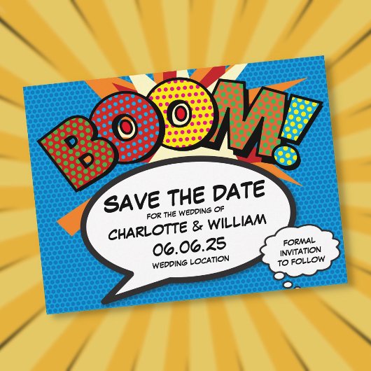 BOOM日付の保存おもしろい インビテーションポストカード