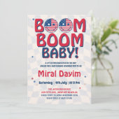 Boom Boom Baby 4th of July  Baby Shower 招待状 (スタンド正面)