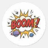 BOOM Comic Style Sticker – Bold Pop Art Explosion ラウンドシール (正面)