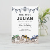 Boom Crash Monster Truck Birthday Invitation 招待状 (スタンド正面)