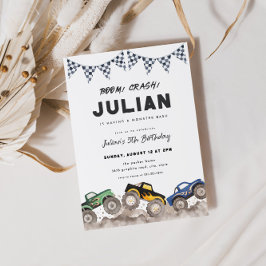 Boom Crash Monster Truck Birthday Invitation 招待状