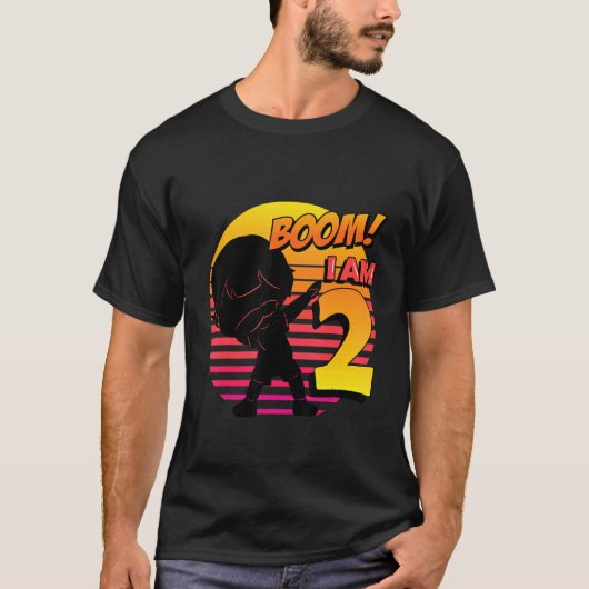 Boom I'm 2誕生日少年2歳パーティー Tシャツ (正面)