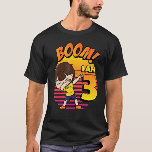 Boom I'm 3誕生日少年3歳の誕生日パーティー1 Tシャツ (正面)
