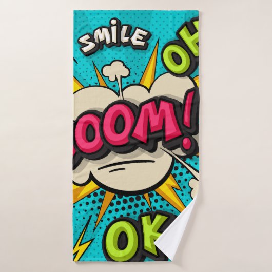Boom pop art cloud bubble. Smile, wow, pow, cool,  バスタオル (バスタオル)