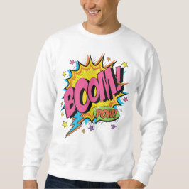 BOOM POW コミック スウェットシャツ - レトロ ポップアートの爆発