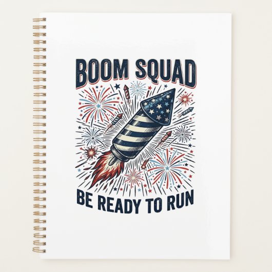 Boom Squad 愛国 花火 ヴィンテージ Tシャツ デザイン プランナー手帳 (正面)