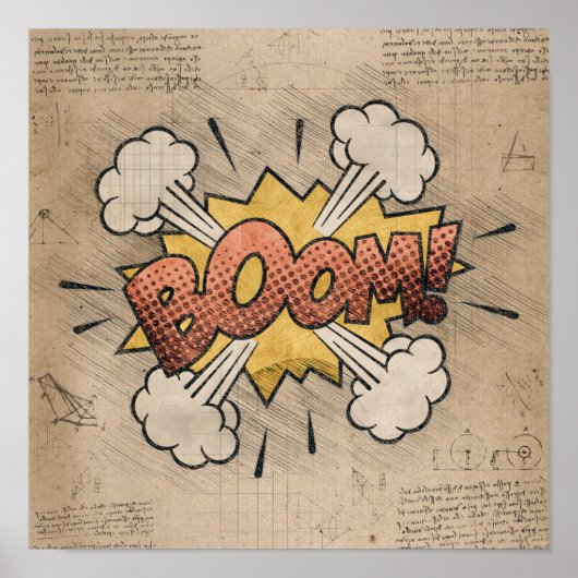 BOOM! Vintage Comic Book Steampunk Pop Art ポスター (正面)