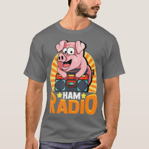 Boomboxおもしろい無線機上のHam無線ピグ Tシャツ