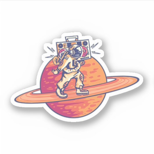 Boomboxと宇宙飛行士の音楽愛好家 シール (正面)