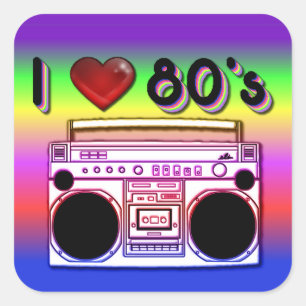 Boomboxの80年代のレトロの80年代のステッカー スクエアシール