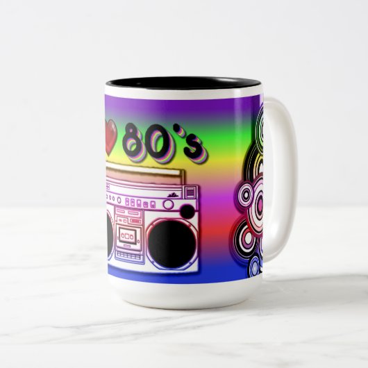 Boomboxの「80年代のレトロの「80年代のコーヒー・マグ ツートーンマグカップ (正面右)