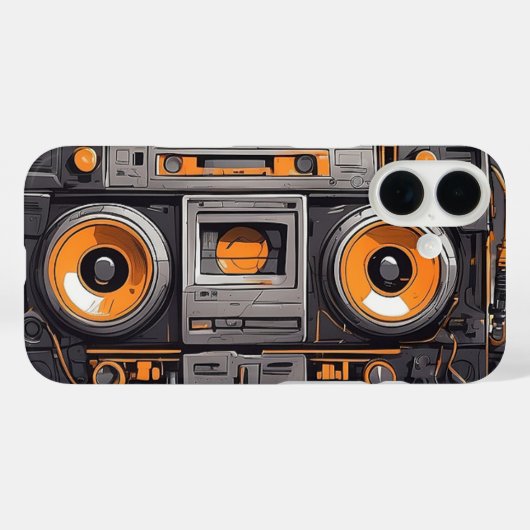 BoomboxタイムマシンiPhoneケース Case-Mate iPhoneケース (裏面 (横))