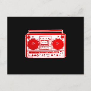 Boomboxヴィンテージレトロ音楽ヒップホップラップのが赤 ポストカード