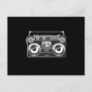 Boomboxヴィンテージ80sレトロミュージックヒップホップラップのブラック ポストカード