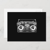 Boomboxヴィンテージ80sレトロミュージックヒップホップラップのブラック ポストカード (正面/裏面)