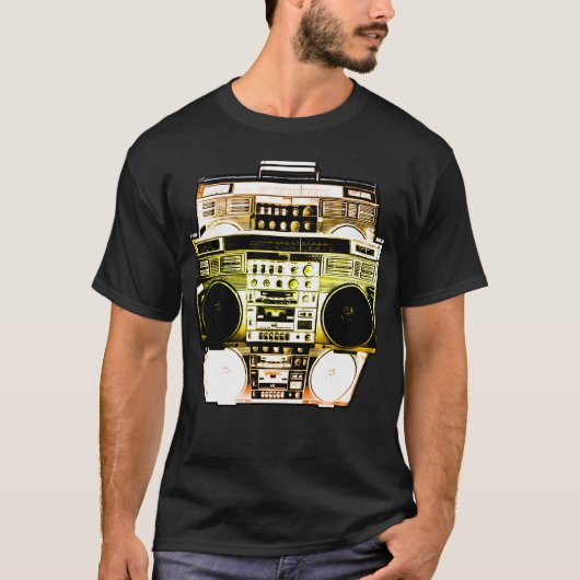 Boombox色は衰退します(金ゴールド) Tシャツ (正面)