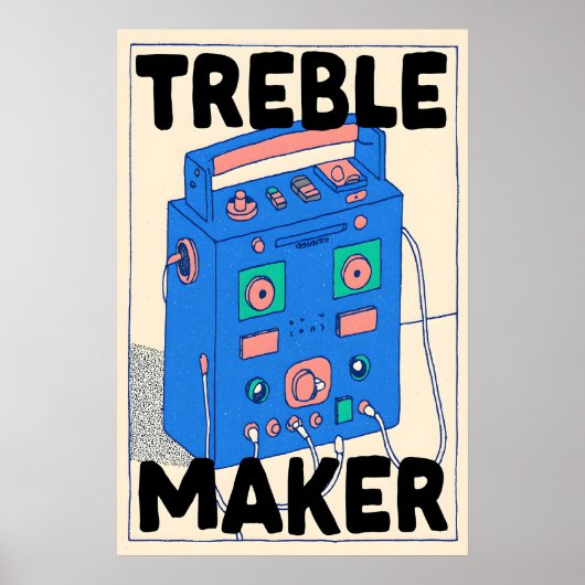 Boombox Retro Poster Treble Maker Music Wall Art ポスター (正面)
