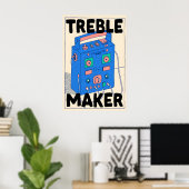 Boombox Retro Poster Treble Maker Music Wall Art ポスター (ホームオフィス)