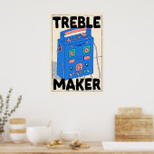 Boombox Retro Poster Treble Maker Music Wall Art ポスター (キッチン)