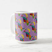 "Boomerangs on Purple Tiled"抽象デザインマグ コーヒーマグカップ (正面左)