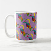"Boomerangs on Purple Tiled"抽象デザインマグ コーヒーマグカップ (左)