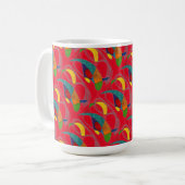 "Boomerangs on Red Tiled"抽象デザインマグ コーヒーマグカップ (正面左)