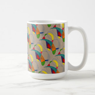 "Boomerangs on Tan Tiled"抽象デザインMug コーヒーマグカップ