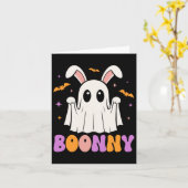 Boonnyかわいいバニー幽霊ハロウィーン男性女性キッズ カード (黄色い花)