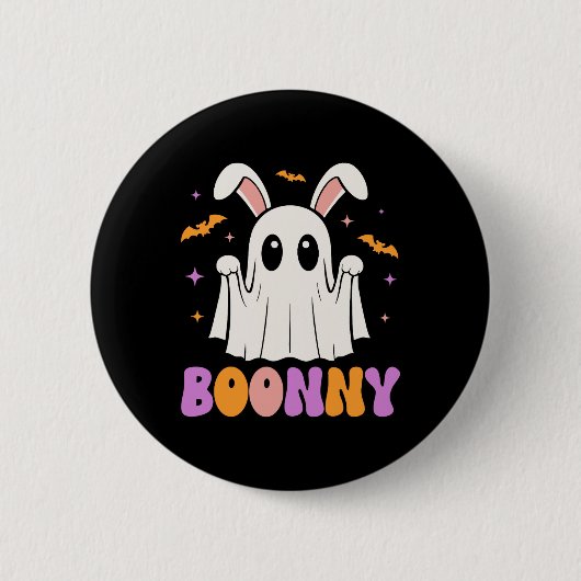 Boonnyかわいいバニー幽霊ハロウィーン男性女性キッズ 缶バッジ (正面)
