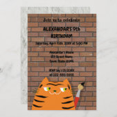 Booo猫、かわいい漫画の虎の子供の誕生日 招待状 (正面/裏面)