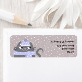 Booo猫、冬の雪のかわいい差出人住所 ラベル (インサイチュ)