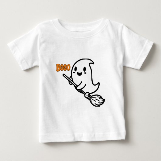Booo spooky One Halloween Cute Ghost Baby T-Shirt ベビーTシャツ (正面)