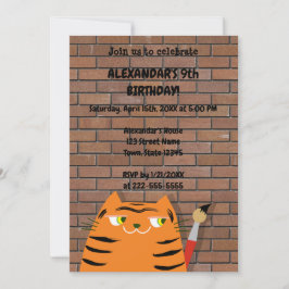 Booo The Cat 、かわいいキャラクタートラの子供の誕生日 招待状