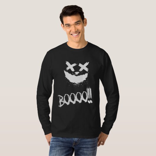 BOOOO Scary Pumpkin Face Halloween Tシャツ (正面フル)