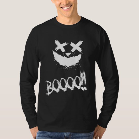 BOOOO Scary Pumpkin Face Halloween Tシャツ (正面)