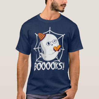 Booooks幽霊TシャツBooブッ読クライブラリーおもしろい Tシャツ