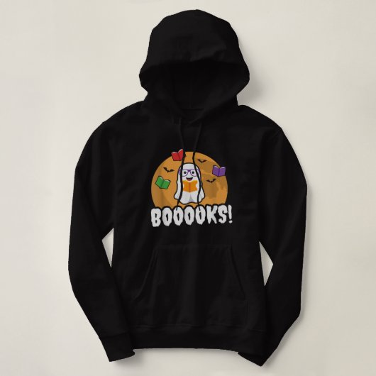 Booooks幽霊TシャツBoo図書読書図書贈物 パーカ (デザイン正面)
