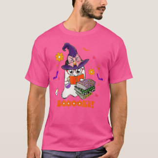 Booooks! Cute Ghost Reading Library Books Hallowee Tシャツ