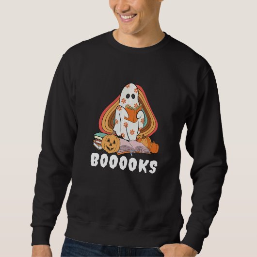 Booooks Ghost Boo Read Books Library Teacher Hallo スウェットシャツ (正面)