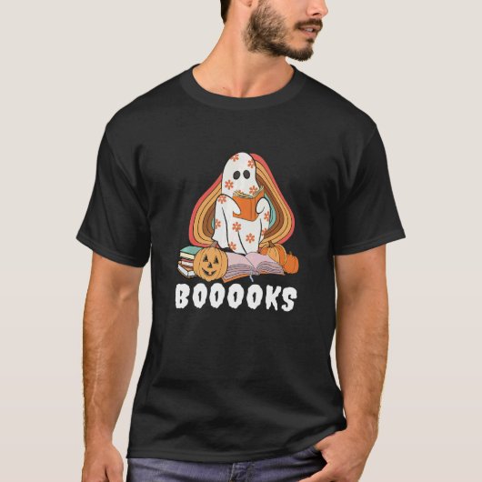 Booooks Ghost Boo Read Books Library Teacher Hallo Tシャツ (正面)