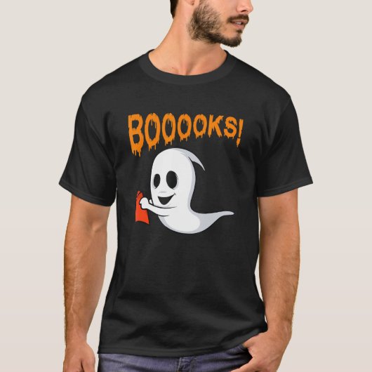 Booooks Ghost Book Reading Boo Halloween Library T Tシャツ (正面)