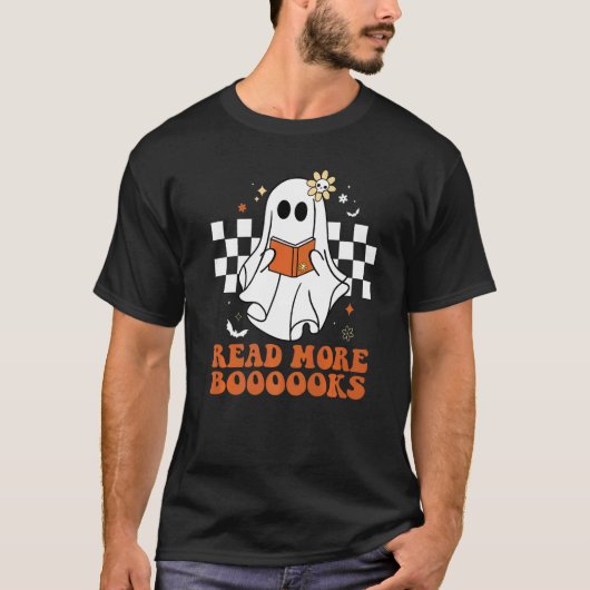 Booooks Ghost Read More Books Cute Teacher Hallowe Tシャツ (正面)