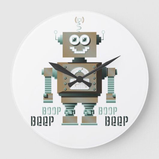 Boopの発信音のおもちゃのロボット柱時計(Lt) ラージ壁時計 (正面)