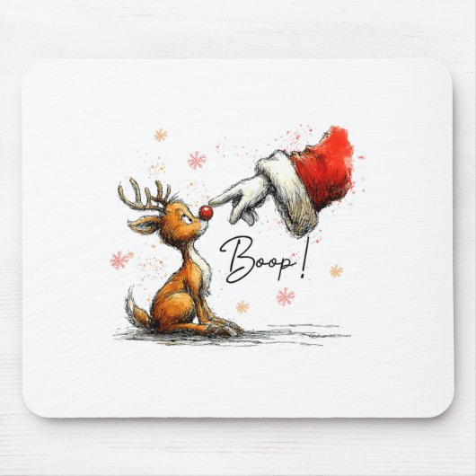 Boop Funny Santa Farmer Reindeer Cute Christmas Ho マウスパッド (正面)