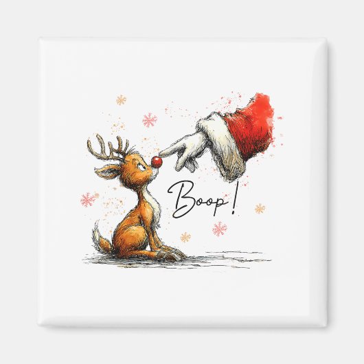 Boop Funny Santa Farmer Reindeer Cute Christmas Ho マグネット (正面)