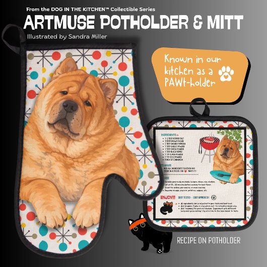 BOOPS RUB smooth chow Oven Mitt and Pot Holders 鍋つかみ&鍋敷きセット