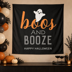 Boos and Booze ハロウィンパーティーフォトバックドロップ タペストリー