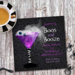 Boos and Booze Adult Halloween Cocktail Party 招待状<br><div class="desc">Boos and Booze Adult Halloween Cocktail Party Invitation Suite. A purple watercolor Halloween martini with eyeballs over a black speckled background. Spooky typography and a black and purple theme give your invited guests a fun invitation to what will surely be a spooktacular party! All text is editable - just click...</div>